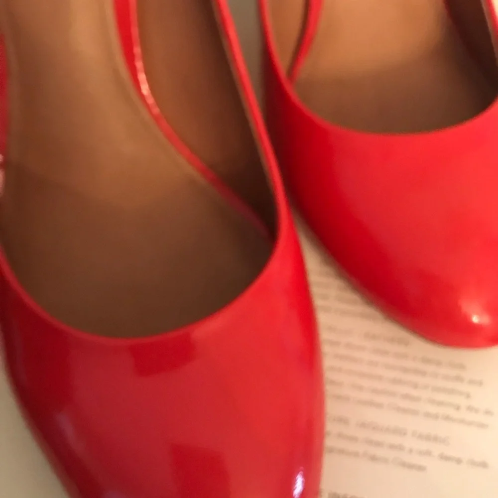 Authentic COACH Pumps heels Orange/Coral patten leather brown block heel 8.5B - Picture 4 of 16